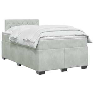 Postel boxspring s matrací Světle šedá 120 x 200 cm Samet - obrázek 2