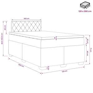 Postel boxspring s matrací Světle šedá 120 x 200 cm Samet - obrázek 10