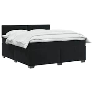 Postel boxspring s matrací s čelo Černá 160 x 200 cm Samet - obrázek 3