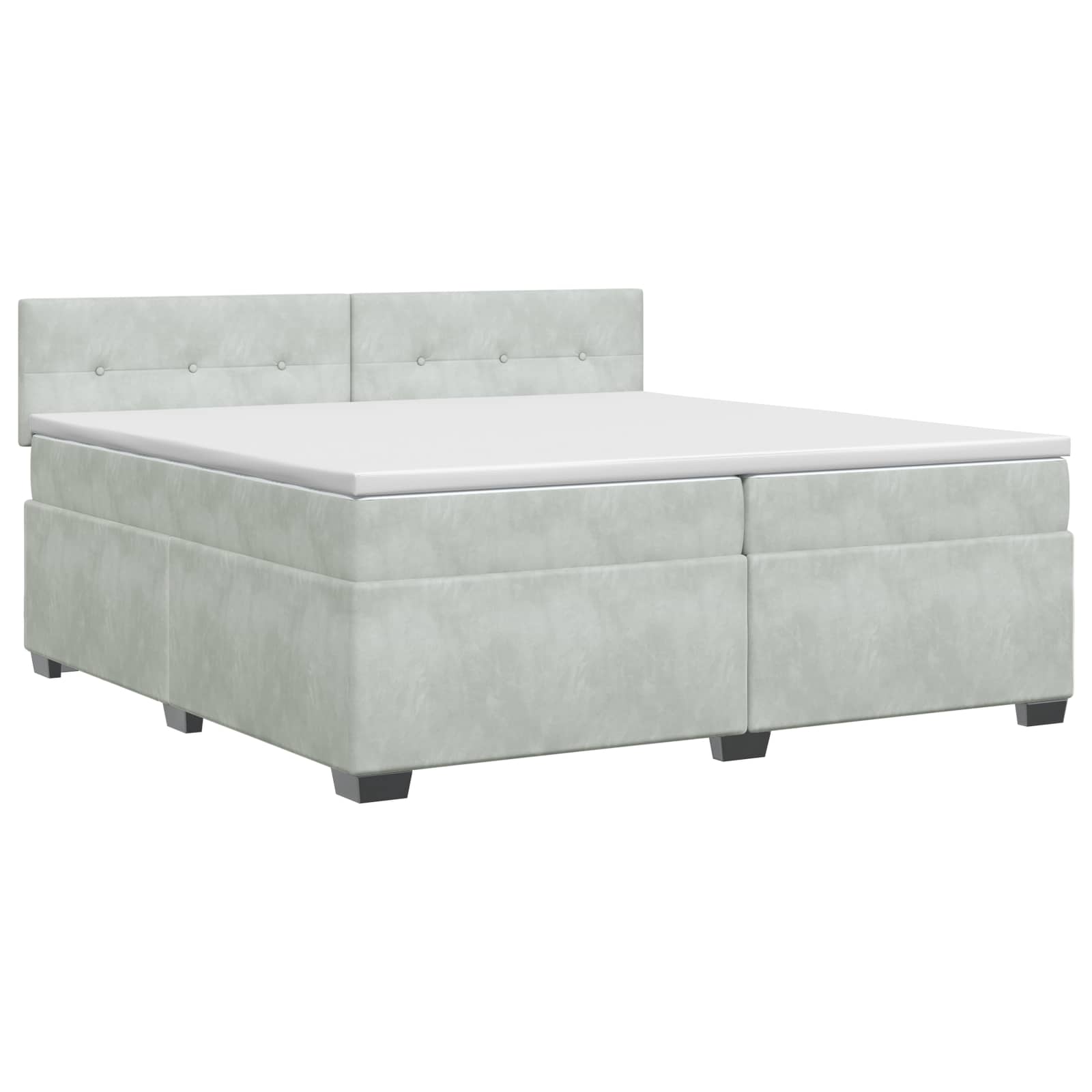 vidaXL Boxspringbed met matras Lichtgrijs 200 x 200 cm Fluweel, foto 3
