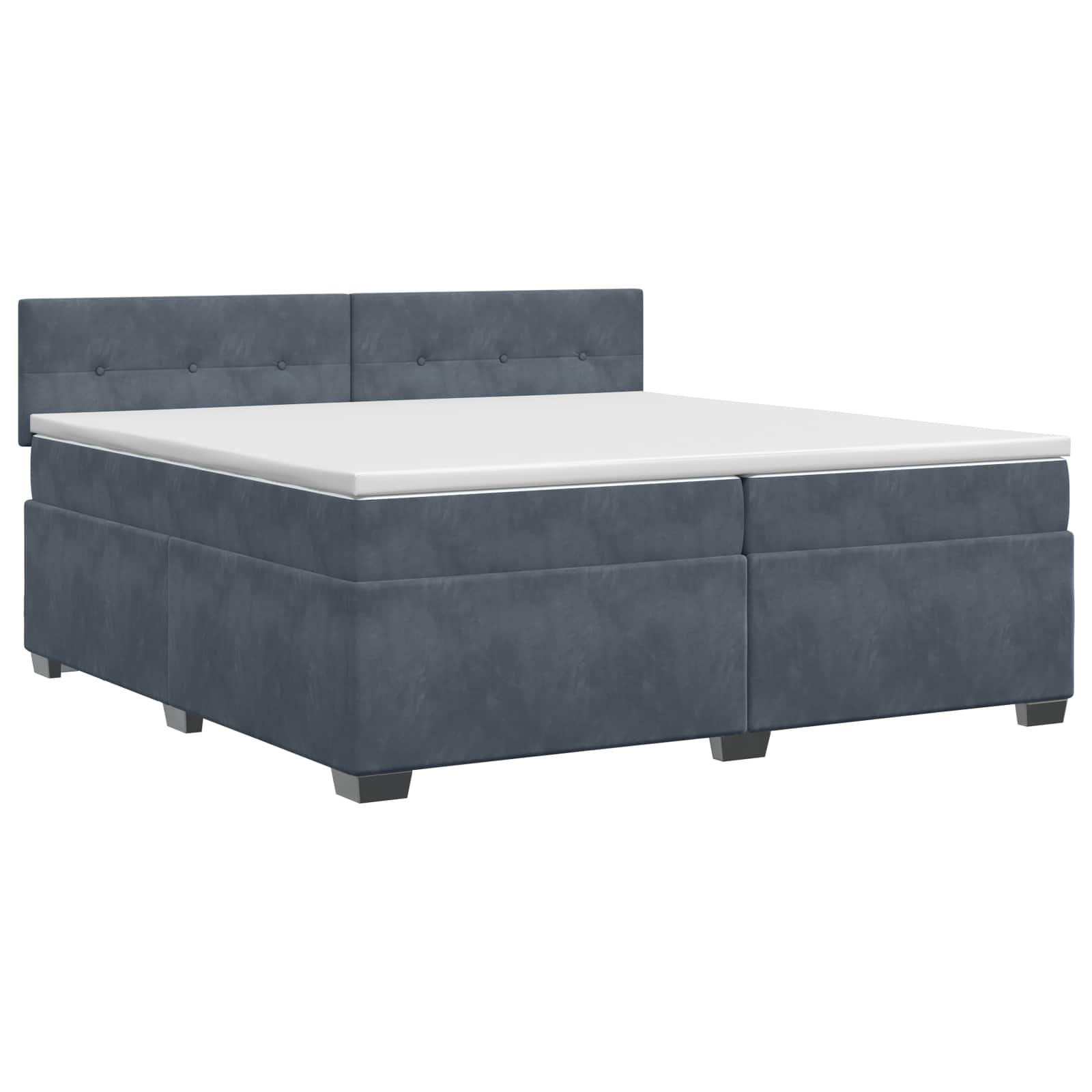 vidaXL Boxspringbed met matras Donkergrijs 200 x 200 cm Fluweel, foto 3