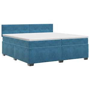 Postel boxspring s matrací Tmavě modrá 200 x 200 cm Samet - obrázek 2
