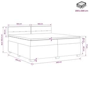 Postel boxspring s matrací Tmavě modrá 200 x 200 cm Samet - obrázek 11