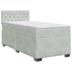 vidaXL Vedruvoodi madratsiga peaga Helehall 90 x 190 cm Samet
