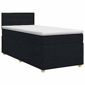 Postel boxspring s matrací s čelo Černá 90 x 200 cm Textil - obrázek 1