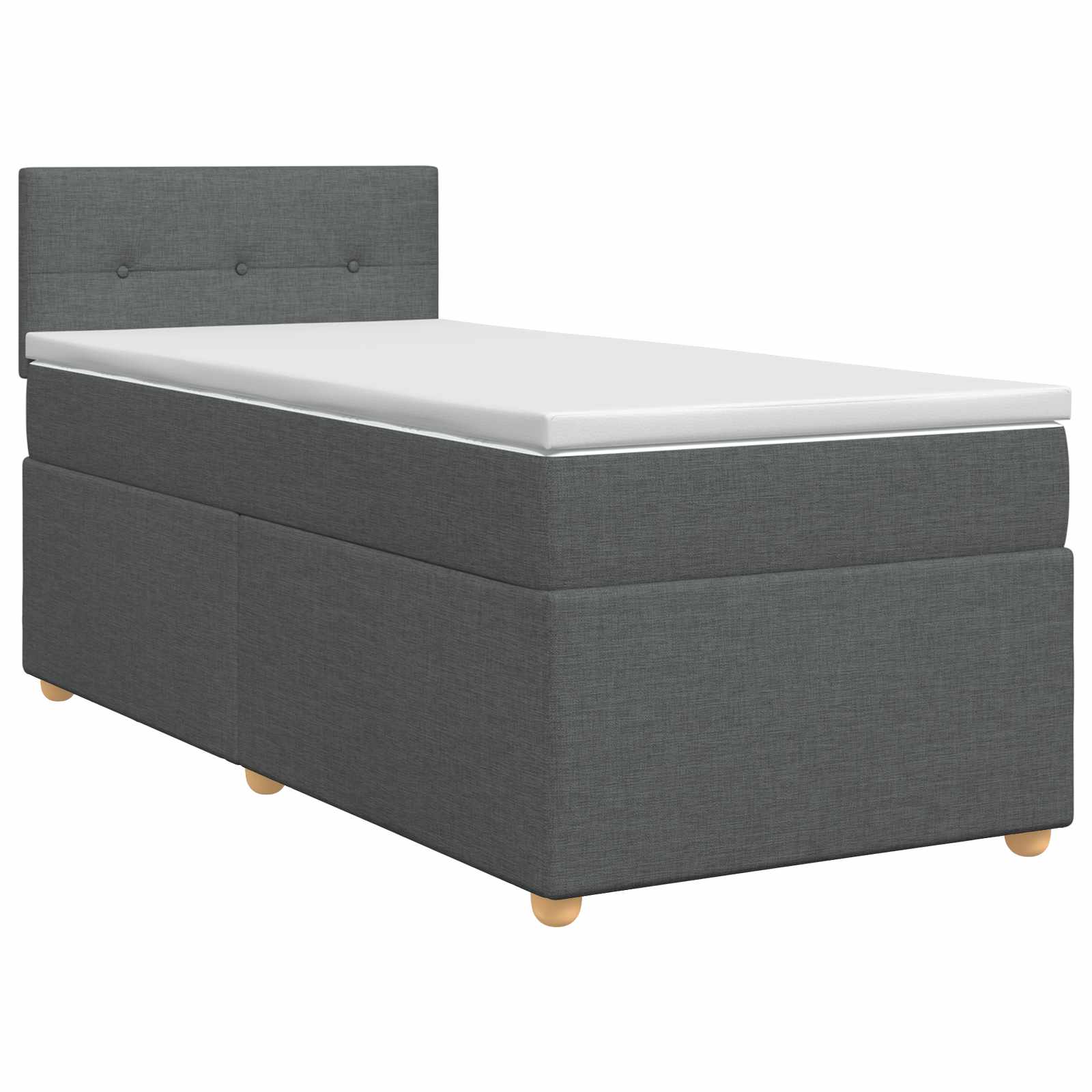 vidaXL Boxspringbed met matras Donkergrijs 90 x 200 cm Stof, foto 3