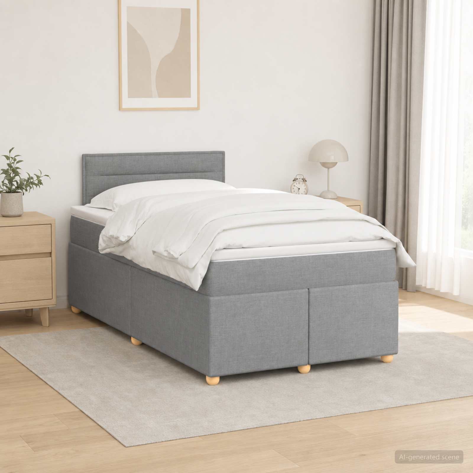 Postelja boxspring z vzmetnico Svetlo siva 120 x 200 cm Blago