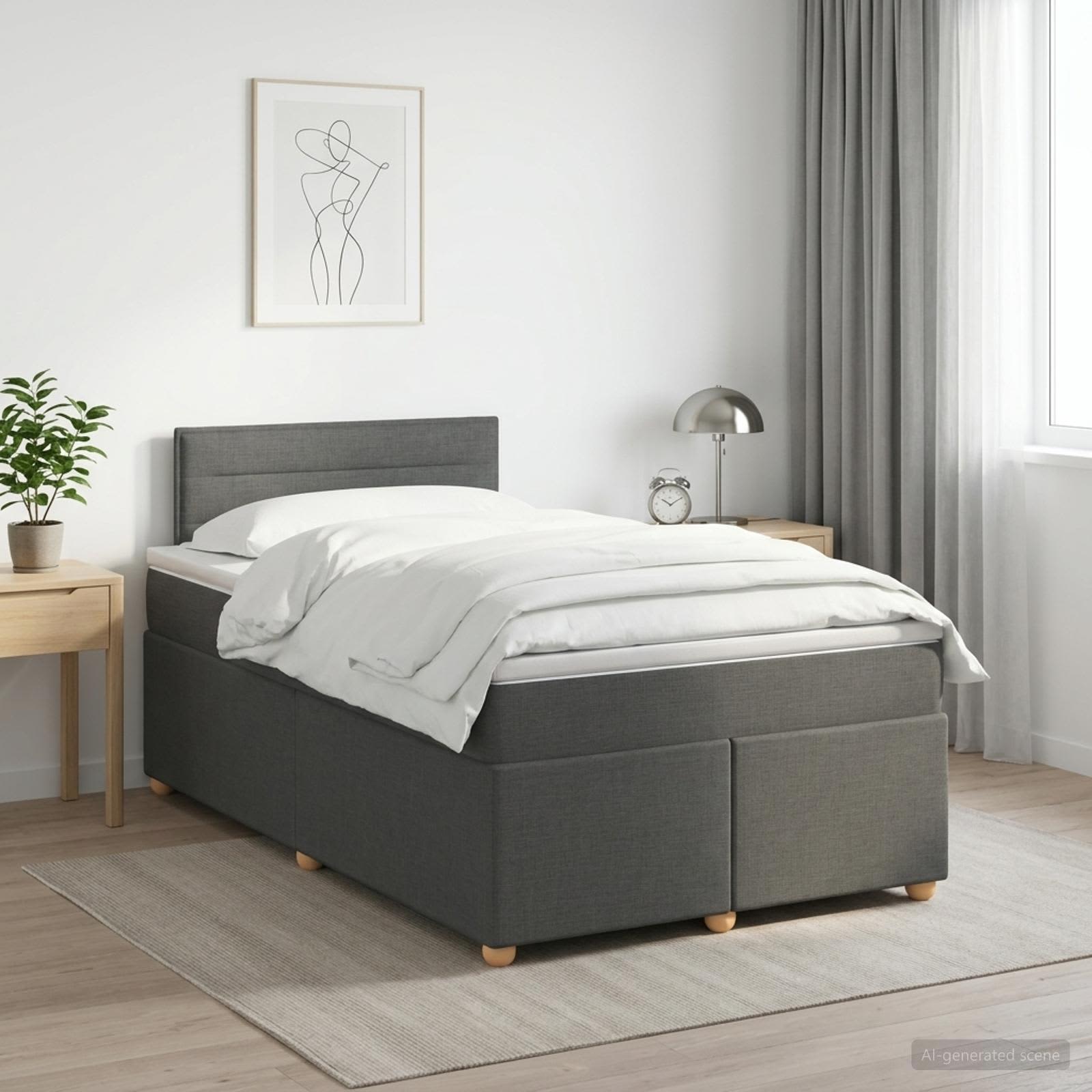 Postelja boxspring z vzmetnico Temno siva 120 x 190 cm Blago