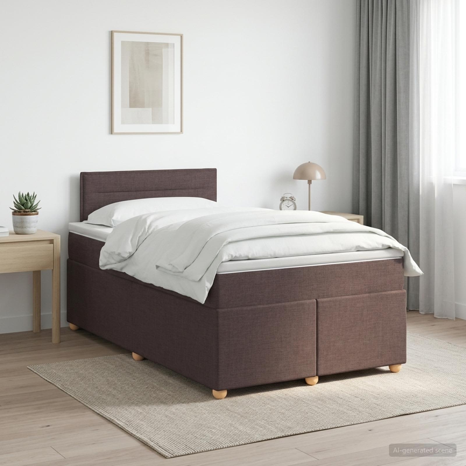 Postelja boxspring z vzmetnico Temno rjava 120 x 190 cm Blago