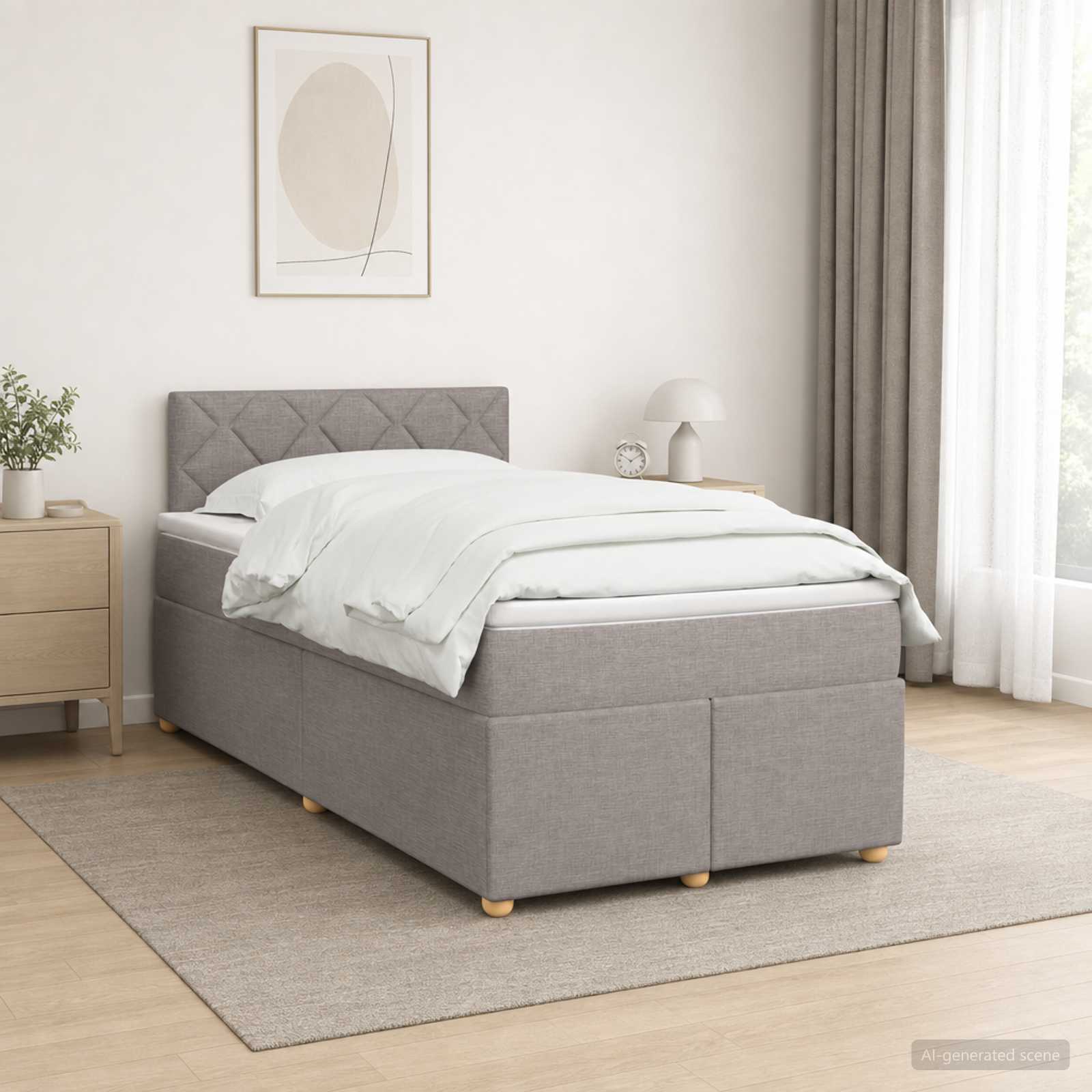 Континентално легло с матрак Таупе 120 x 190 cm Текстил