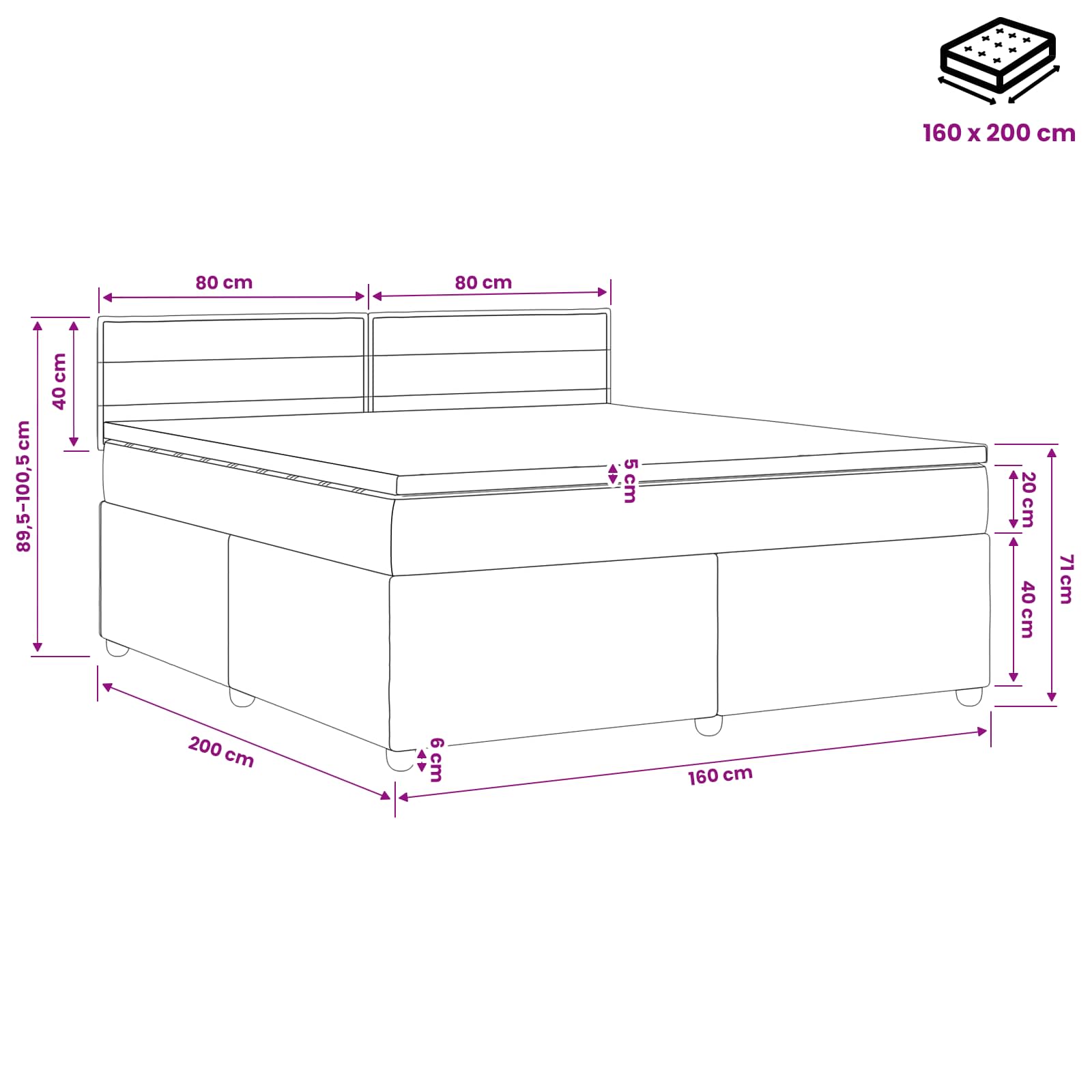 Postelja boxspring z vzmetnico Taupe 160 x 200 cm Blago