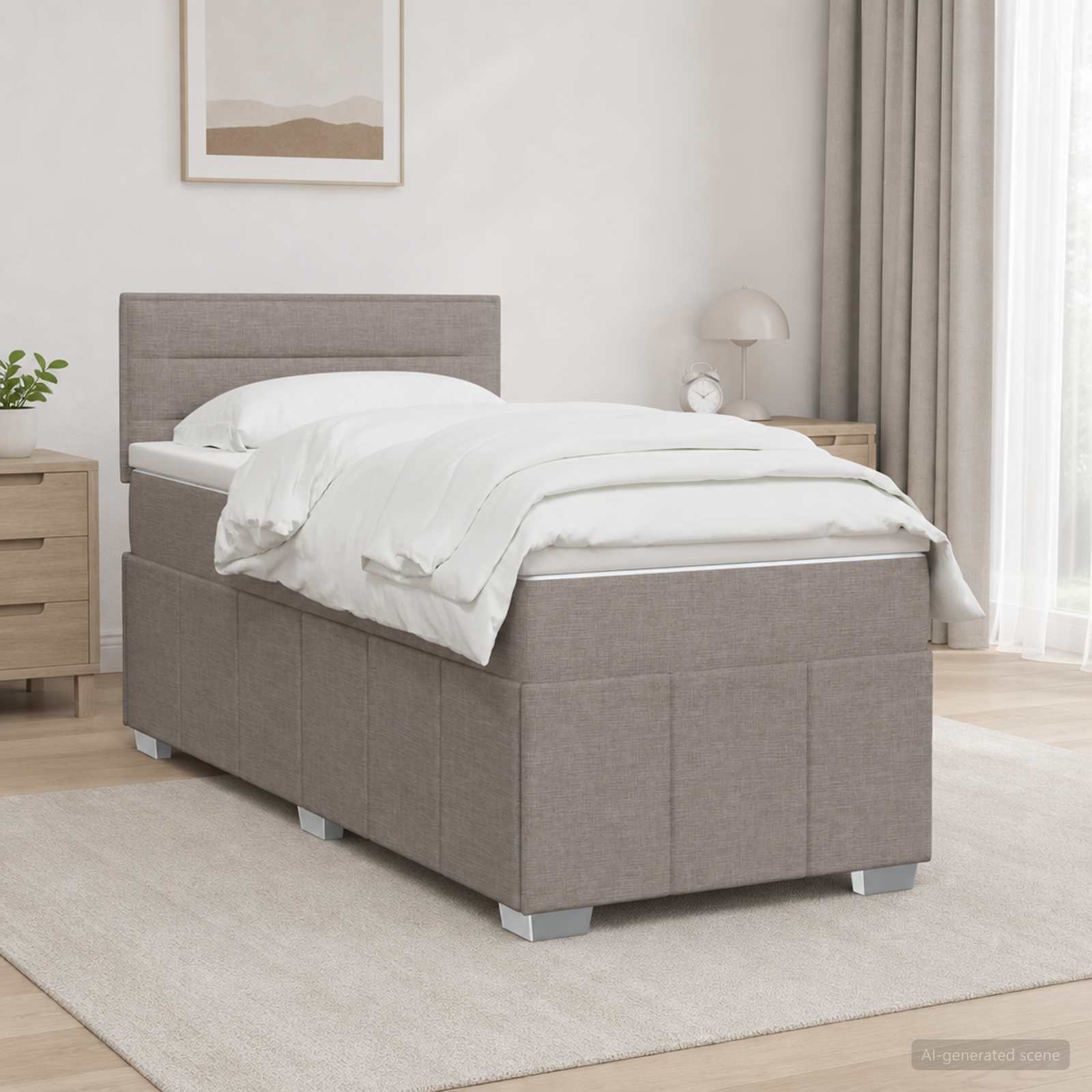 Континентално легло с матрак Таупе 90 x 190 cm Текстил
