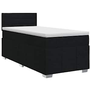 Postel boxspring s matrací s čelo Černá 90 x 200 cm Textil - obrázek 1