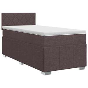 vidaXL Vedruvoodi madratsiga peaga Tume pruun 90 x 200 cm kangas