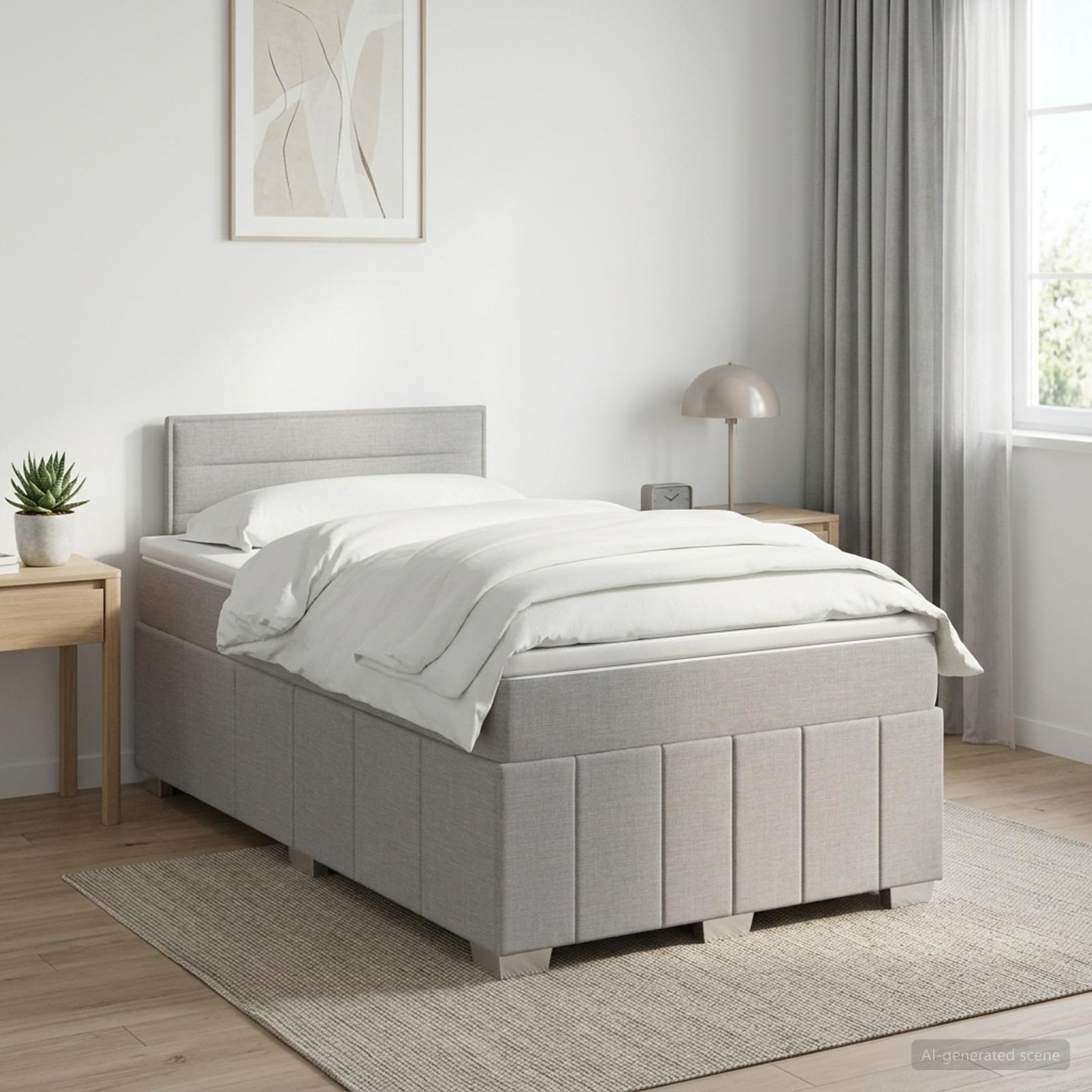 Postelja boxspring z vzmetnico Svetlo siva 120 x 190 cm Blago