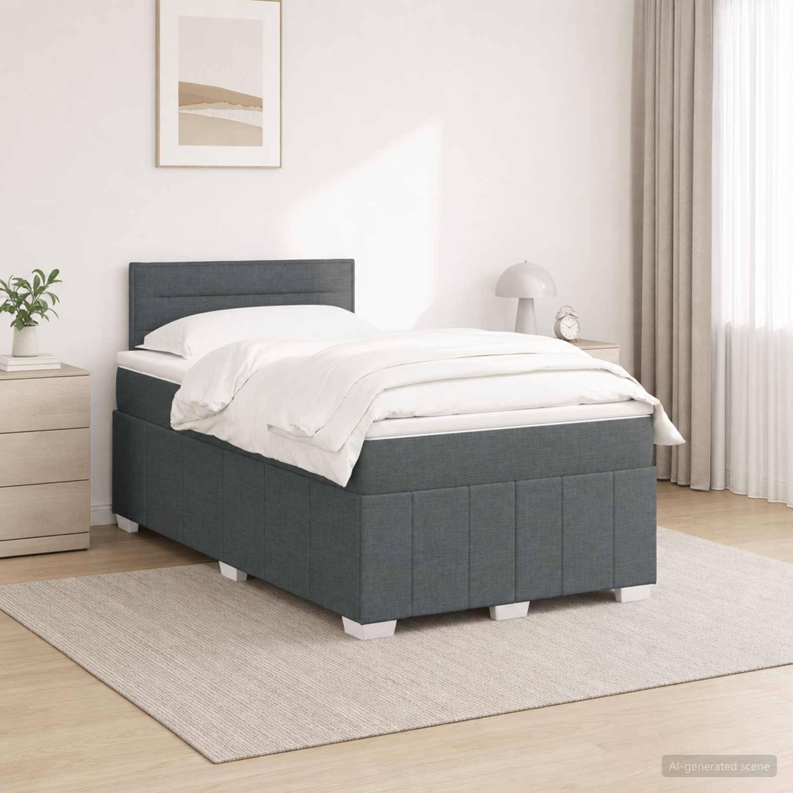 Postelja boxspring z vzmetnico Temno siva 120 x 190 cm Blago