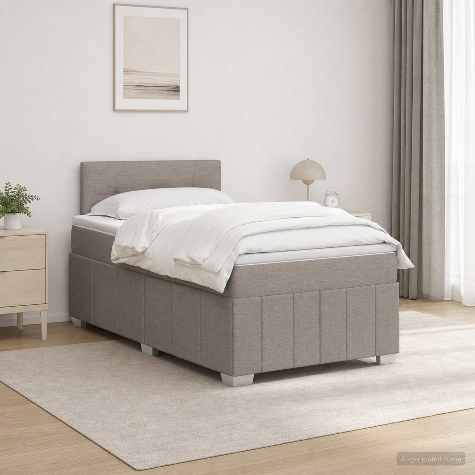 Континентално легло с матрак Таупе 120 x 190 cm Текстил