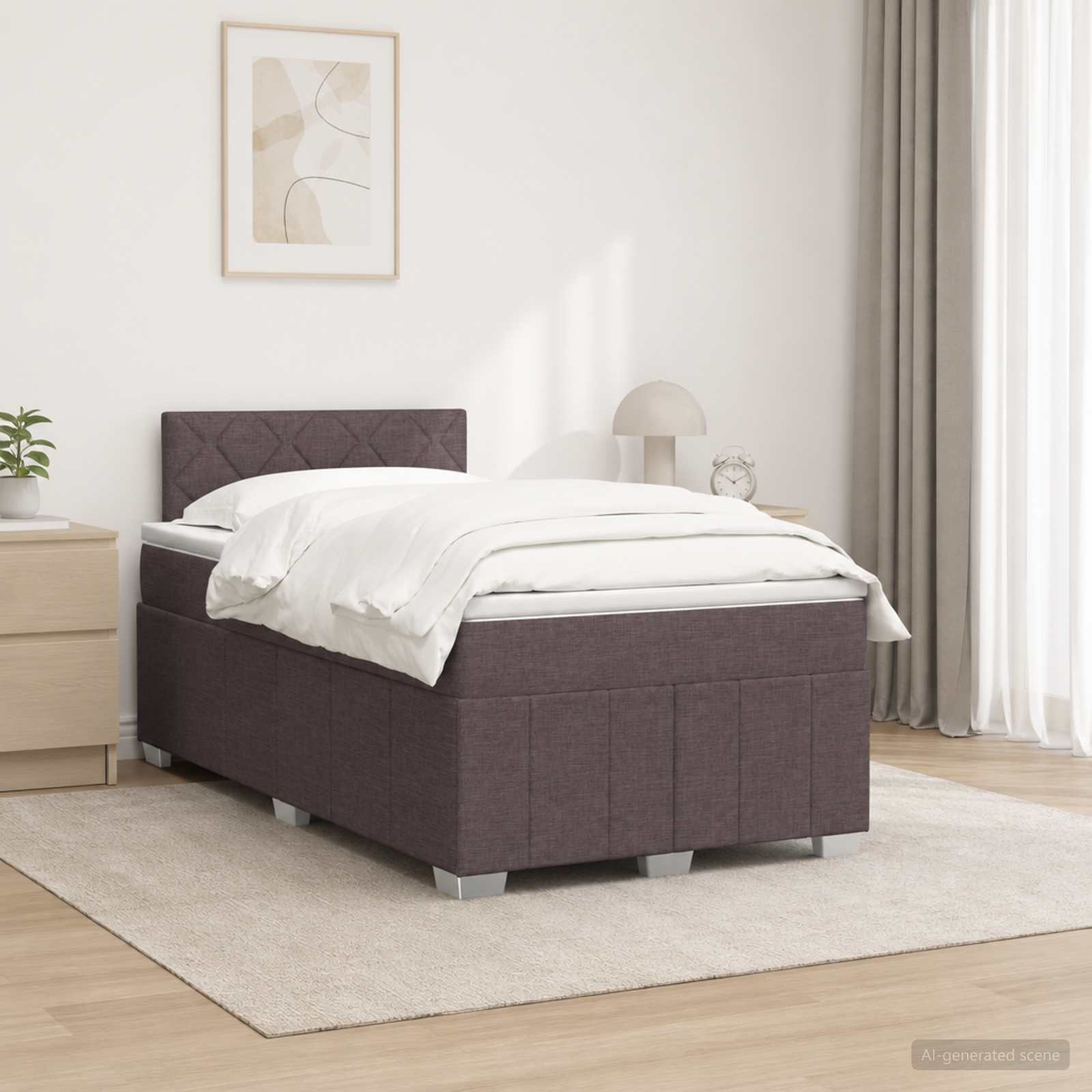 Континентално легло с матрак Тъмен кафяв 120 x 190 cm Текстил