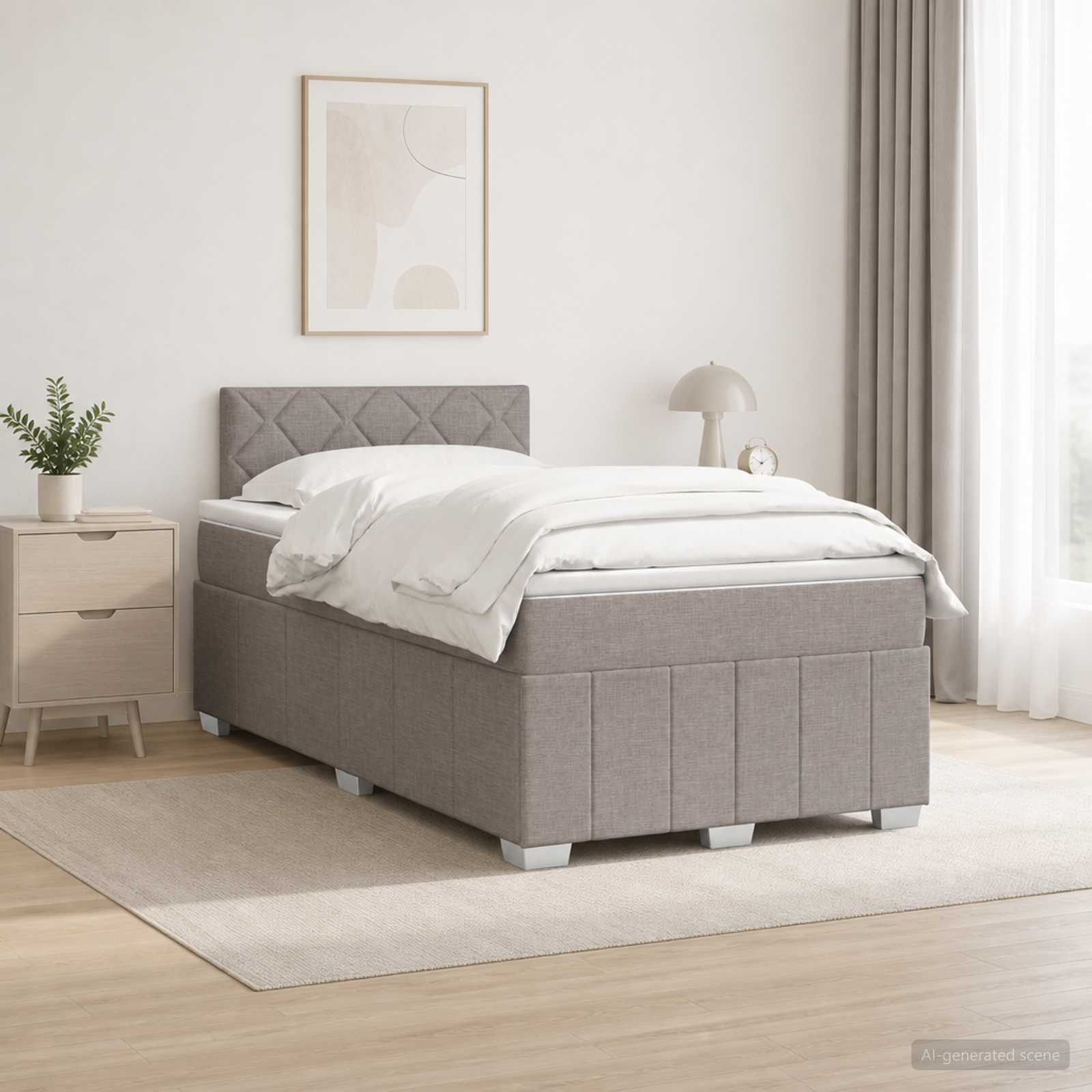 Континентално легло с матрак Таупе 120 x 190 cm Текстил