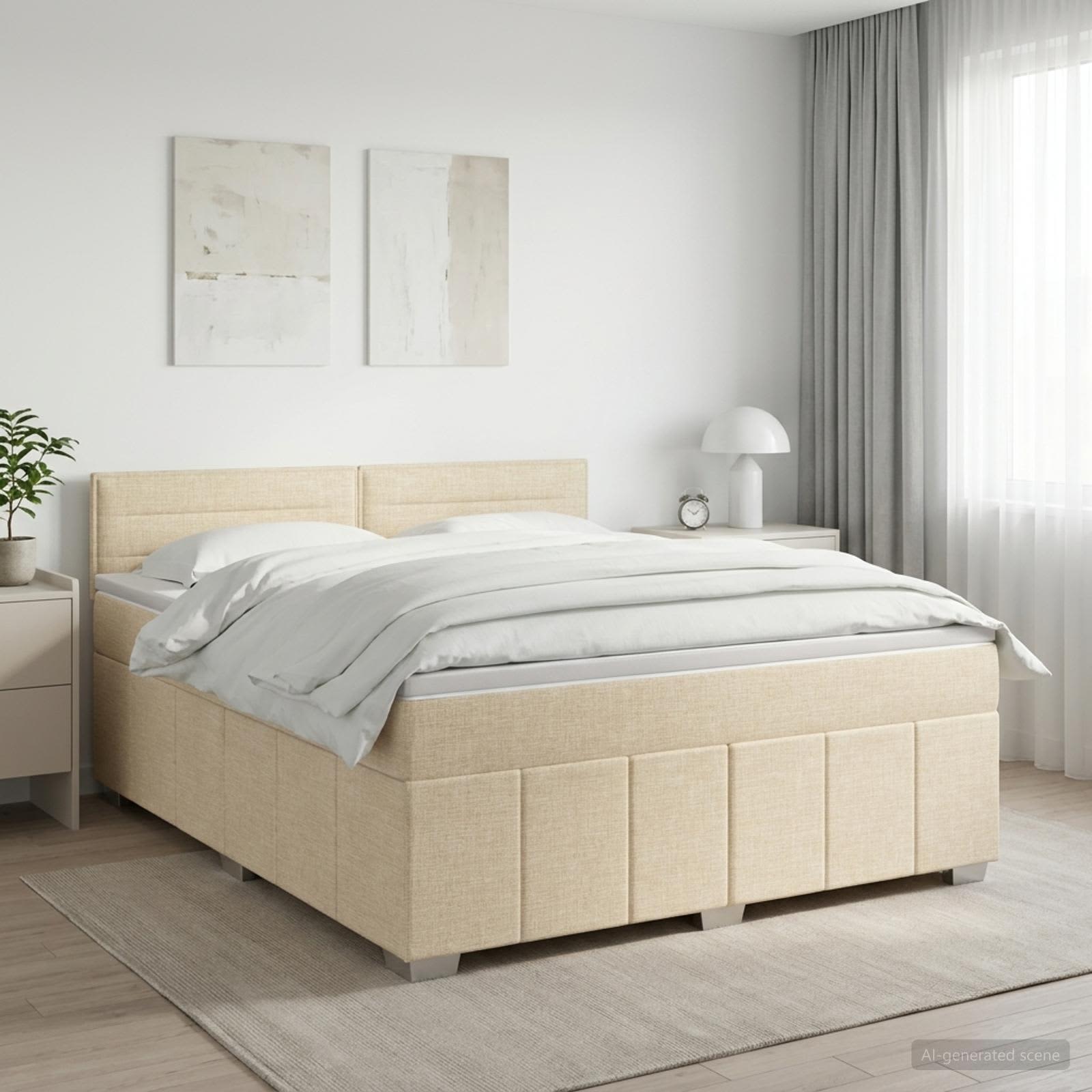 Континентално легло с матрак Кремаво 140 x 190 cm Текстил