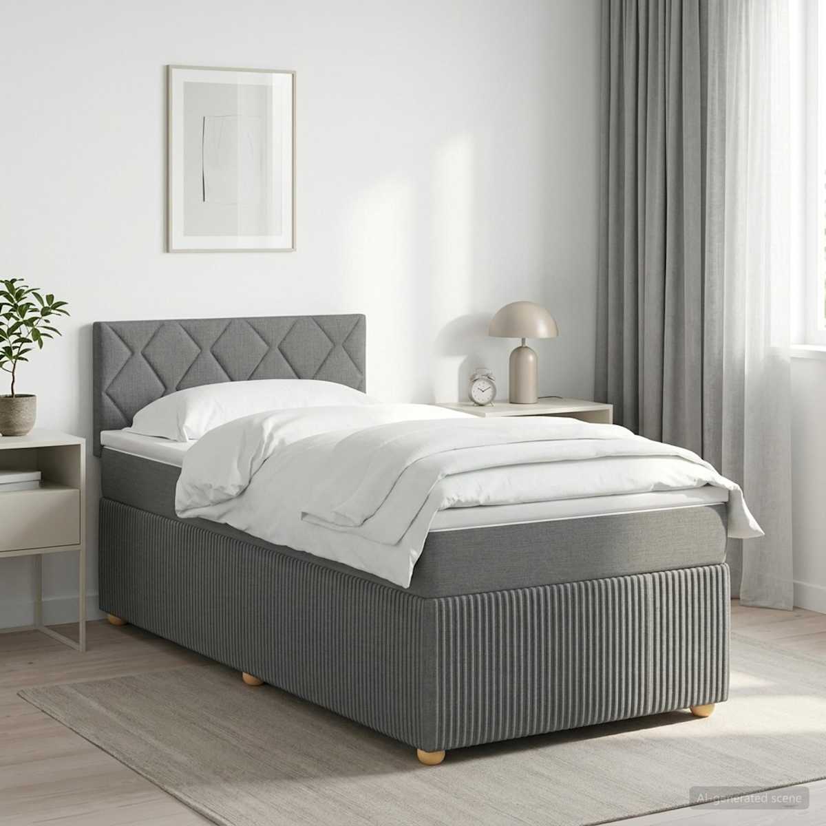 Boxmadras med topmadras 90 x 190 cm Stof