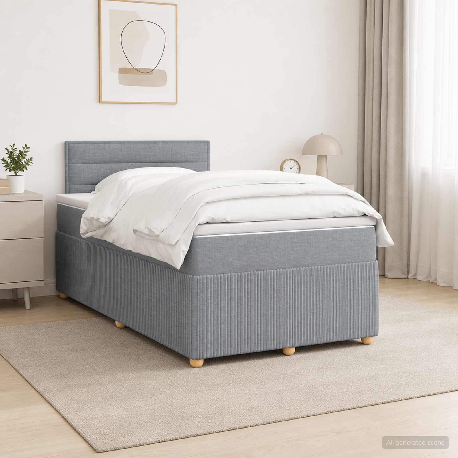 Postelja boxspring z vzmetnico Svetlo siva 120 x 200 cm Blago