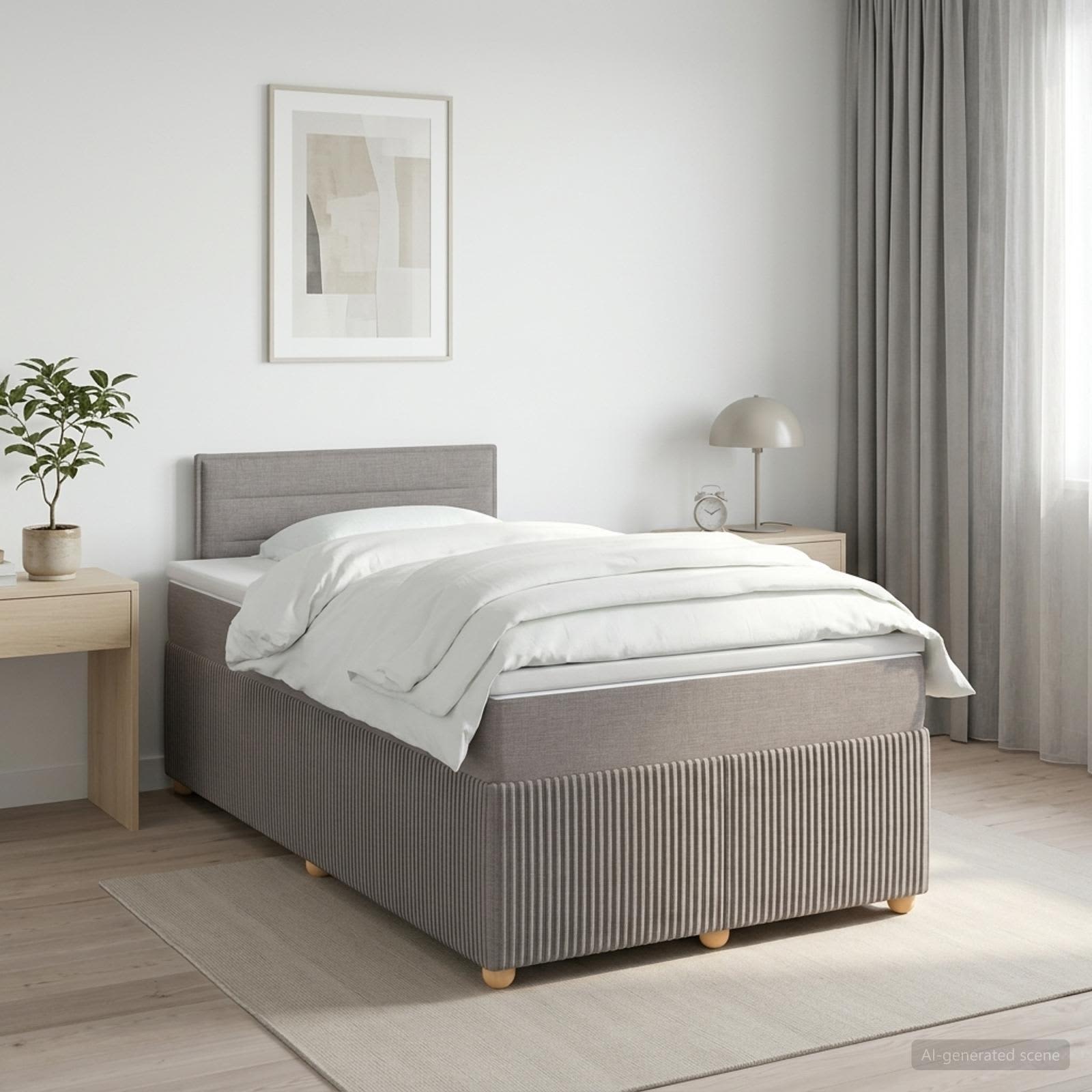 Postelja boxspring z vzmetnico Taupe 120 x 200 cm Blago