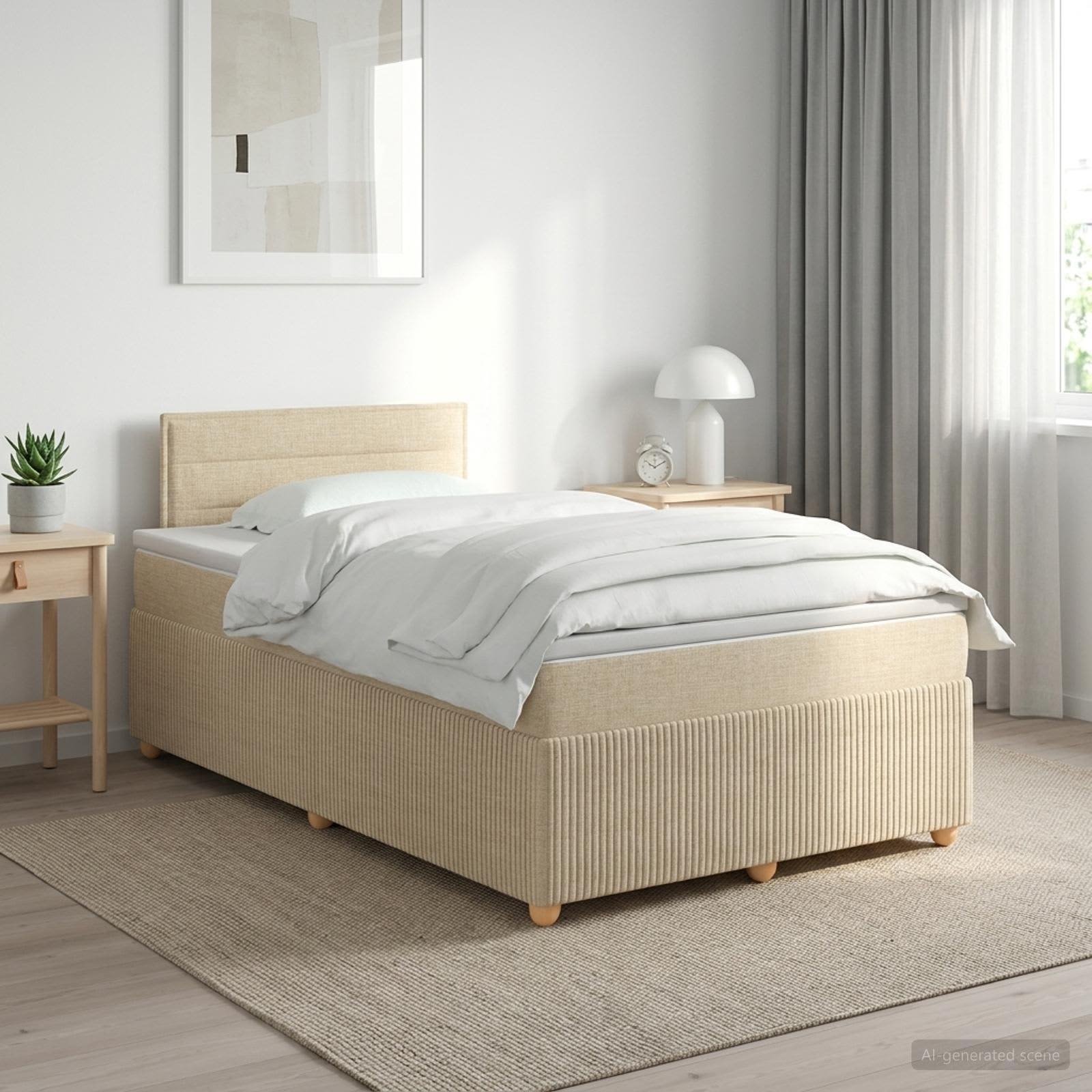 Континентално легло с матрак Кремаво 120 x 190 cm Текстил