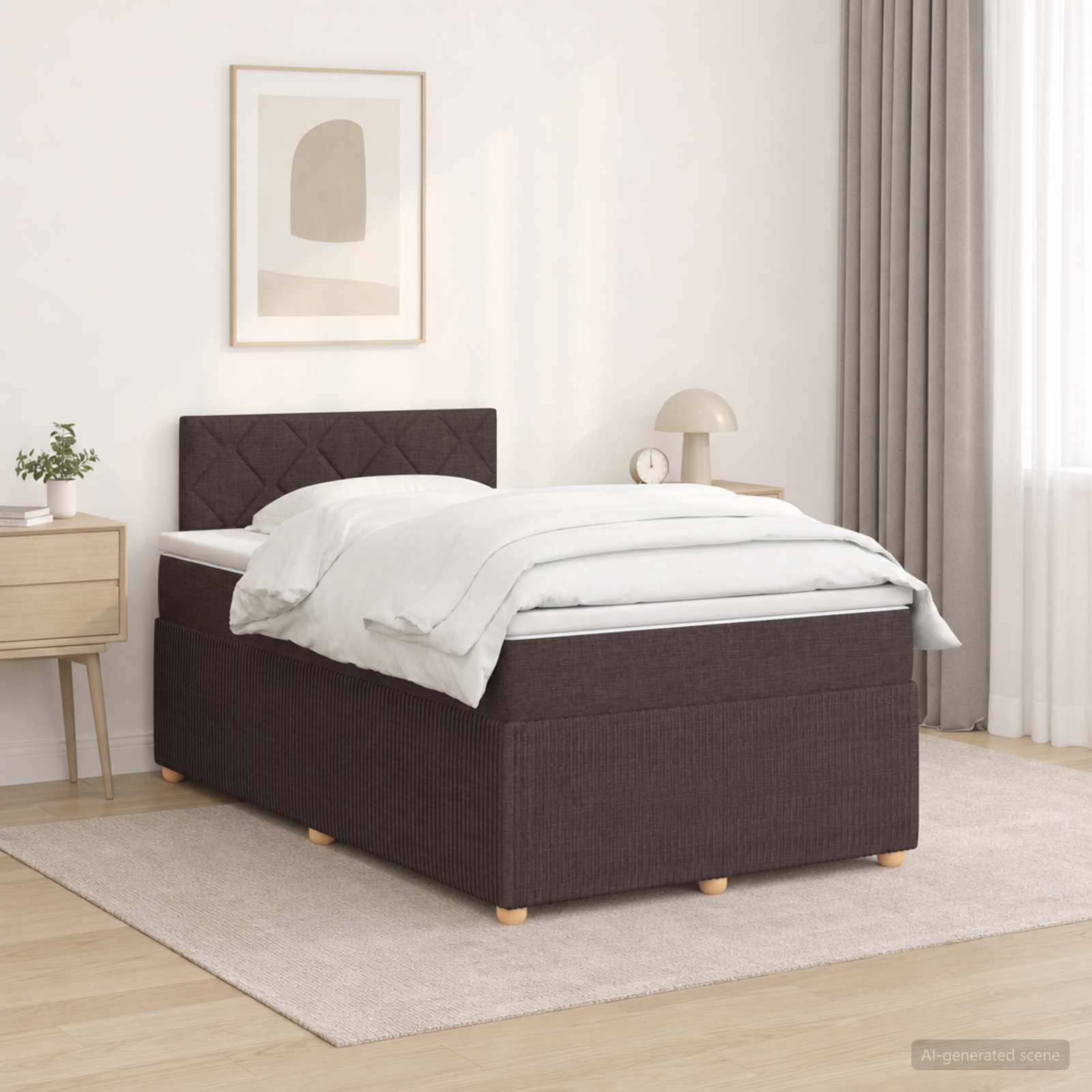 Континентално легло с матрак Тъмен кафяв 120 x 190 cm Текстил