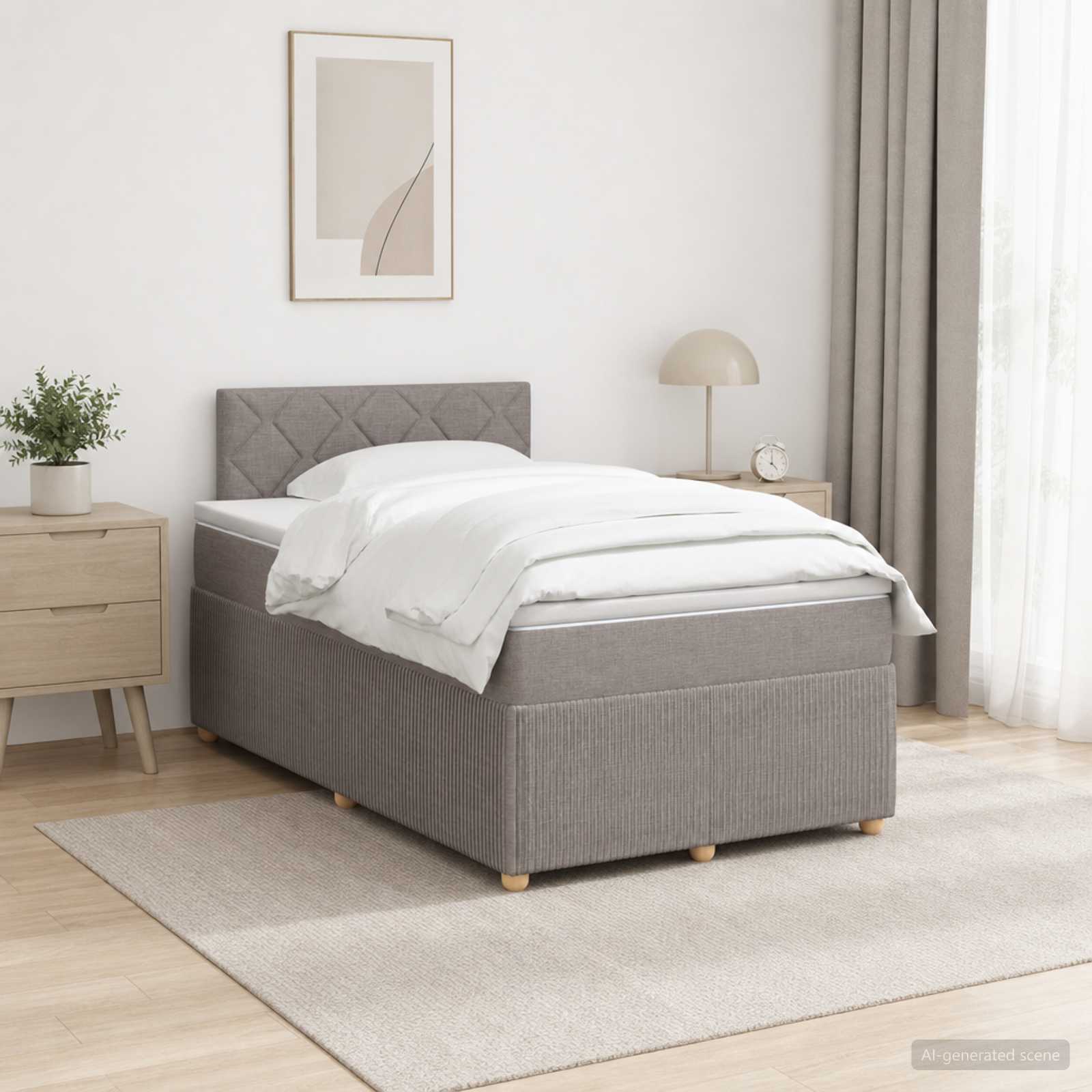 Континентално легло с матрак Таупе 120 x 190 cm Текстил