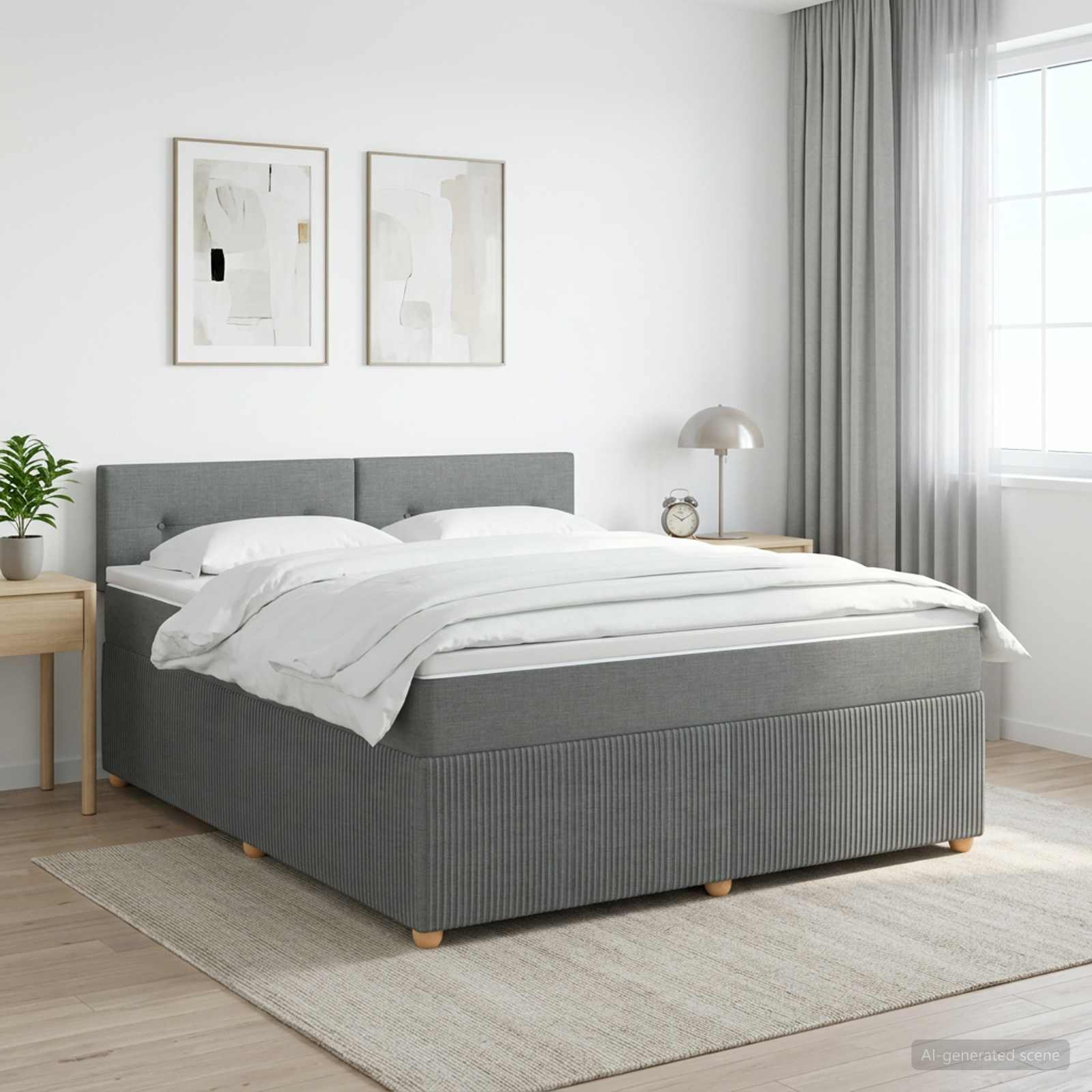 Boxspring seng med madras og topmadras 140 x 200 cm mørkegrå