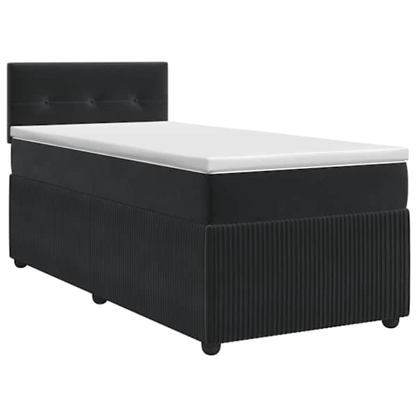 vidaXL Vedruvoodi madratsiga peaga Must 80 x 200 cm Samet