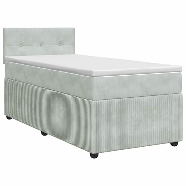 vidaXL Vedruvoodi madratsiga peaga Helehall 100 x 200 cm Samet