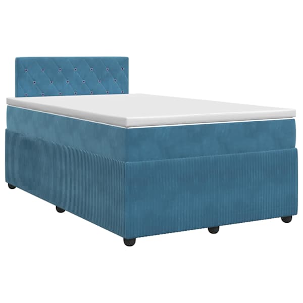 vidaXL Vedruvoodi madratsiga peaga Sinine 120 x 190 cm Samet