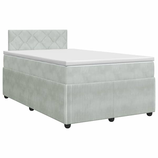 vidaXL Vedruvoodi madratsiga peaga Helehall 120 x 190 cm Samet