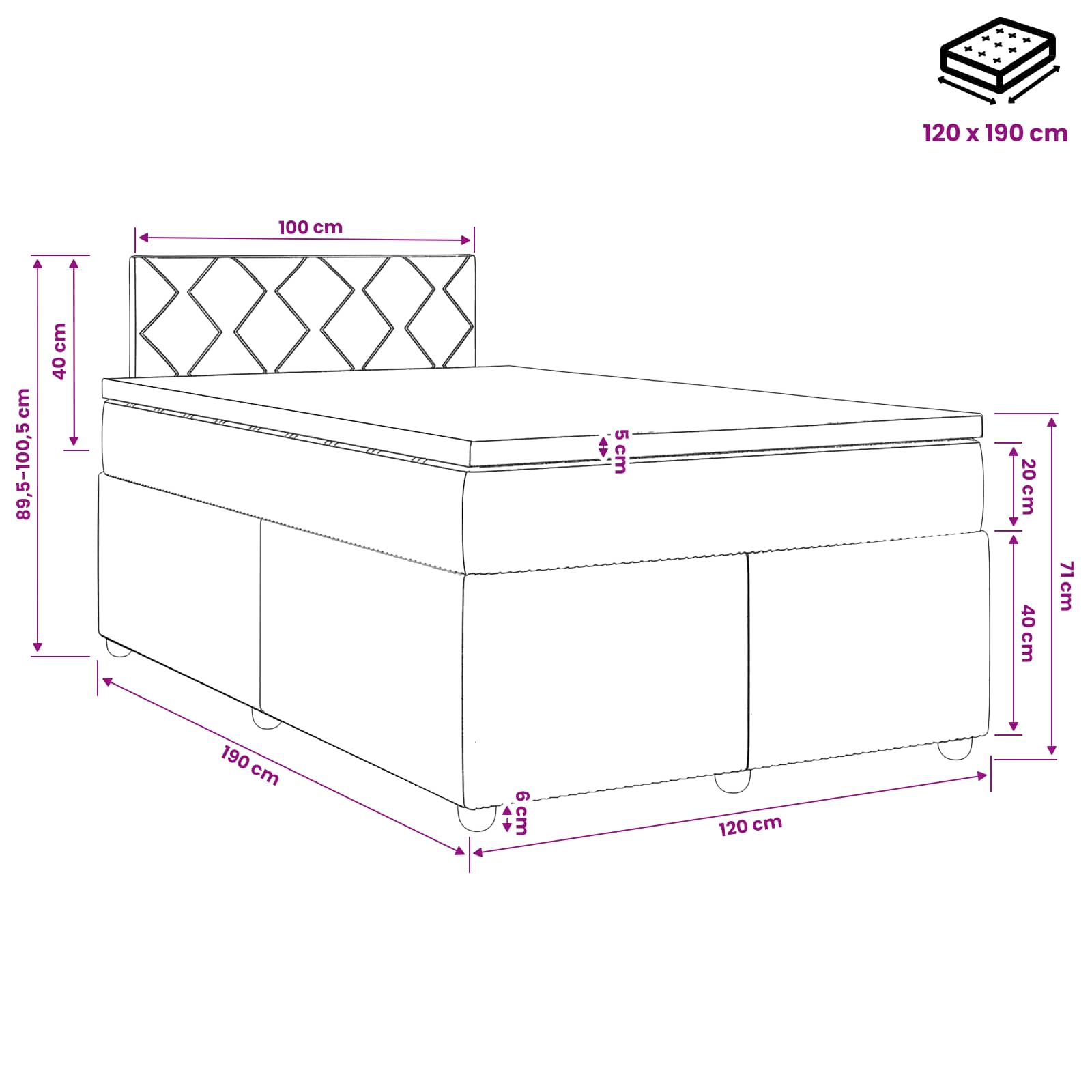 Postelja boxspring z vzmetnico Temno zelena 120 x 190 cm Žamet