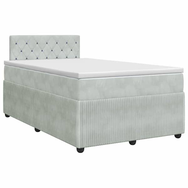 vidaXL Vedruvoodi madratsiga peaga Helehall 120 x 200 cm Samet