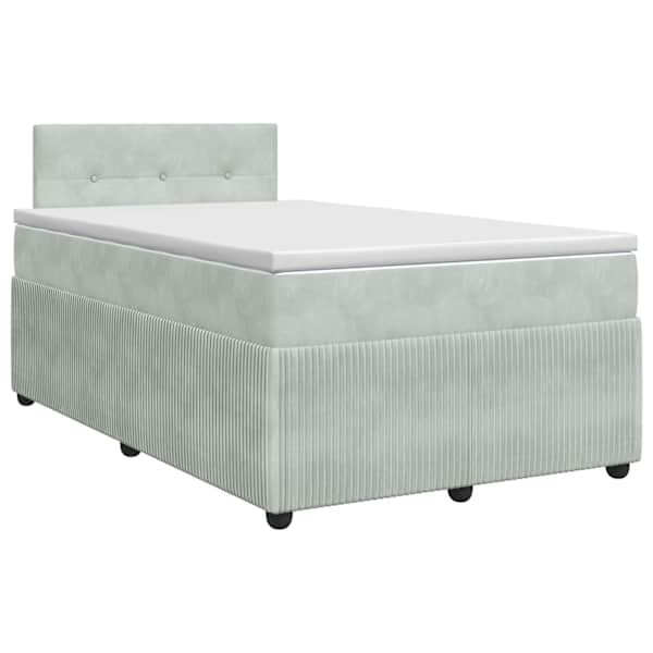 vidaXL Vedruvoodi madratsiga peaga Helehall 120 x 200 cm Samet