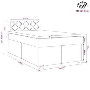 Postel boxspring s matrací s čelo Černá 120 x 200 cm Samet - obrázek 11