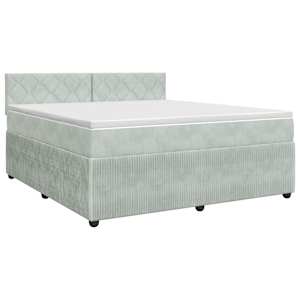 vidaXL Vedruvoodi madratsiga peaga Helehall 140 x 190 cm Samet