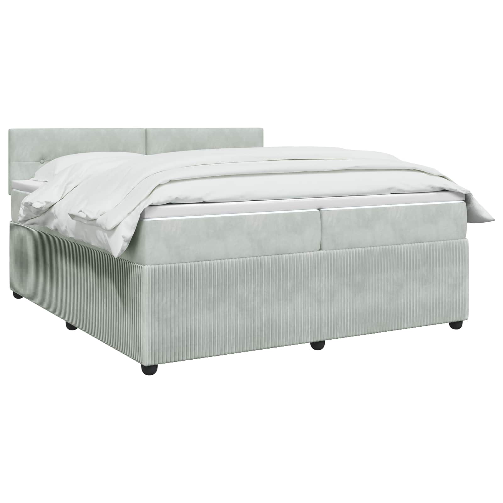 Континентално легло с матрак Светлосиво 200 x 200 cm Кадифе — изображение 3