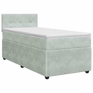 vidaXL Vedruvoodi madratsiga peaga Helehall 90 x 190 cm Samet
