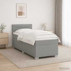 Box spring postel s matrací a LED Světle šedá jednoduchý Textil - obrázek 4