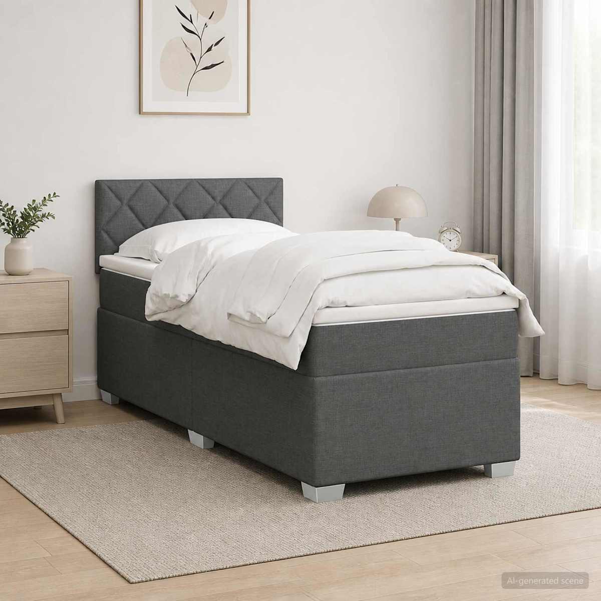 Box Spring Seng med Madras og LED Enkelt Stof