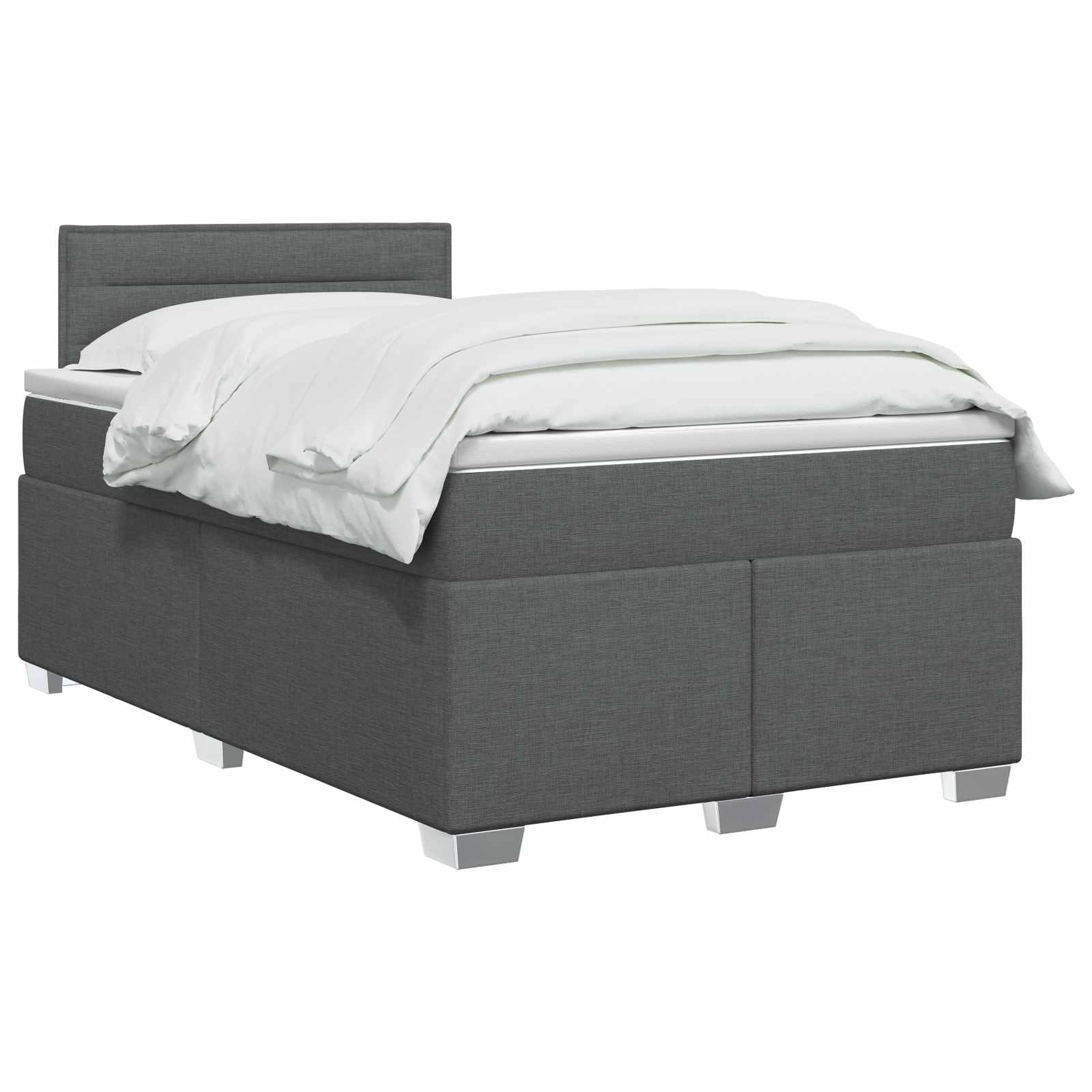 vidaXL Boxspring Bed met Matras en LED Donkergrijs 120 x 190 cm Stof grijs, foto 2