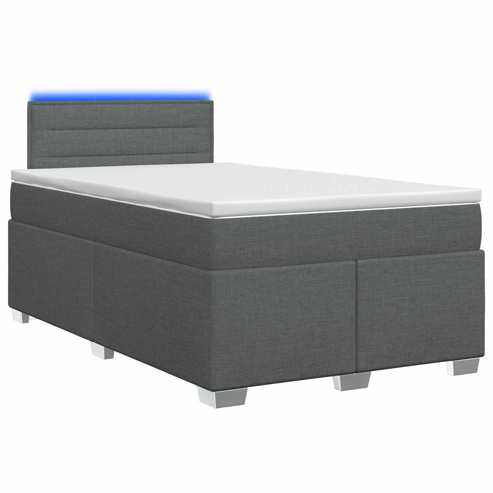 vidaXL Boxspring Bed met Matras en LED Donkergrijs 120 x 200 cm Stof grijs, foto 3