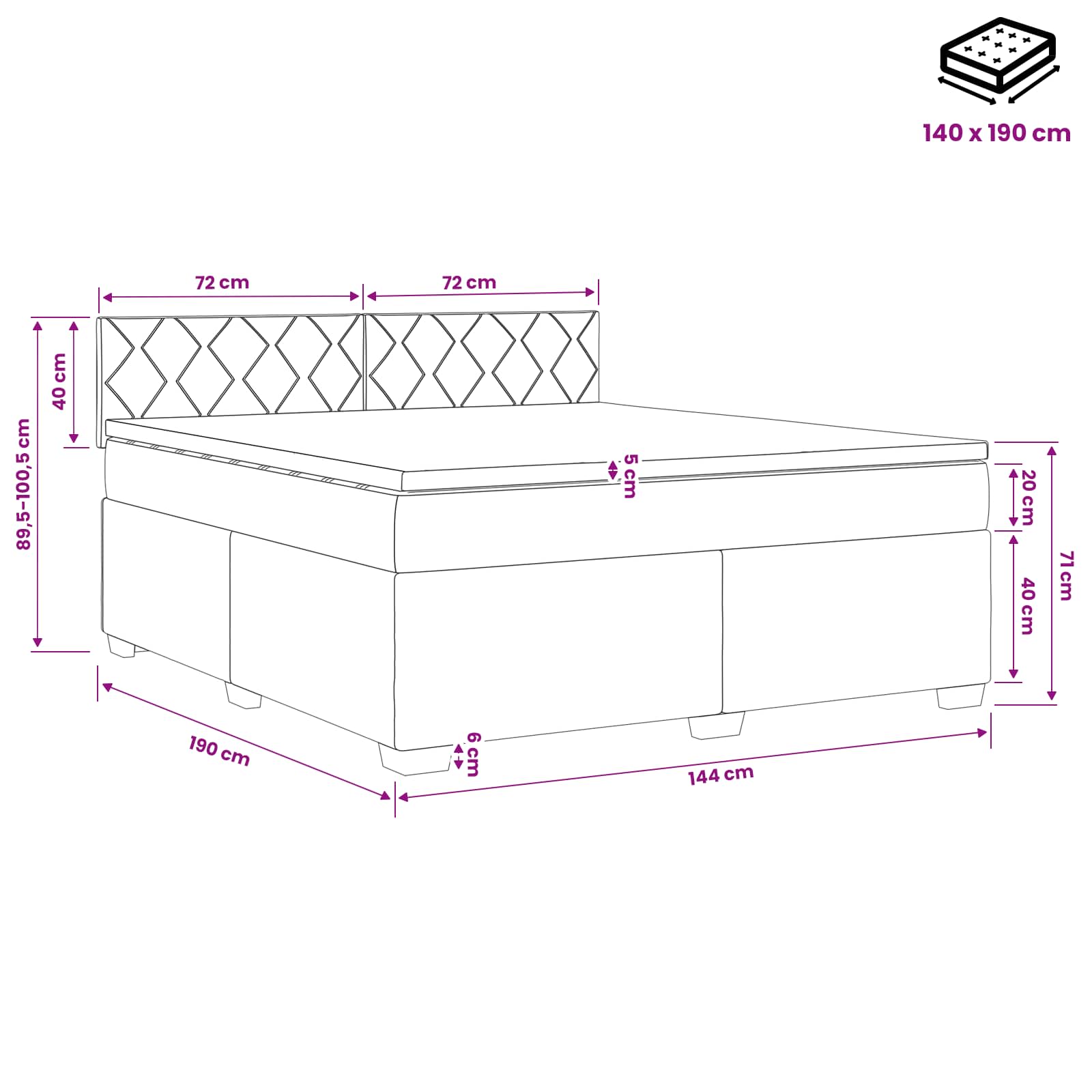 Postelja s pomičnim okvirjem, vzmetnico in LED Taupe Blago