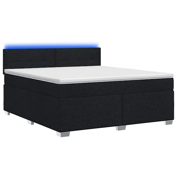 vidaXL Kasti vedru madratsiga ja LED valgusega voodi Must 180 x 200 cm