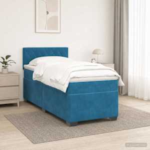 Box spring postel s matrací a LED Modrá 90 x 200 cm Samet - obrázek 4