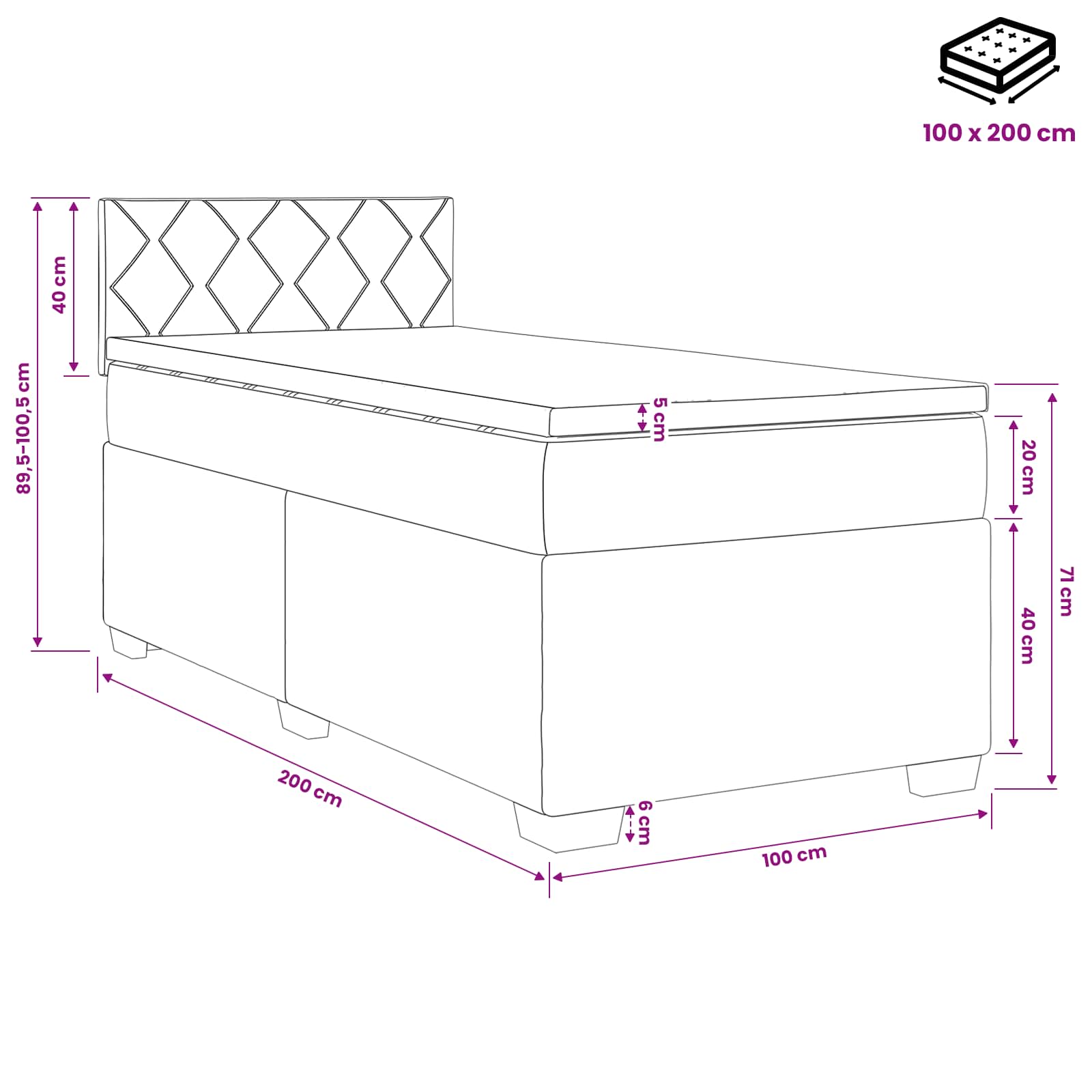Postelja s pomičnim okvirjem, vzmetnico in LED Temno zelena